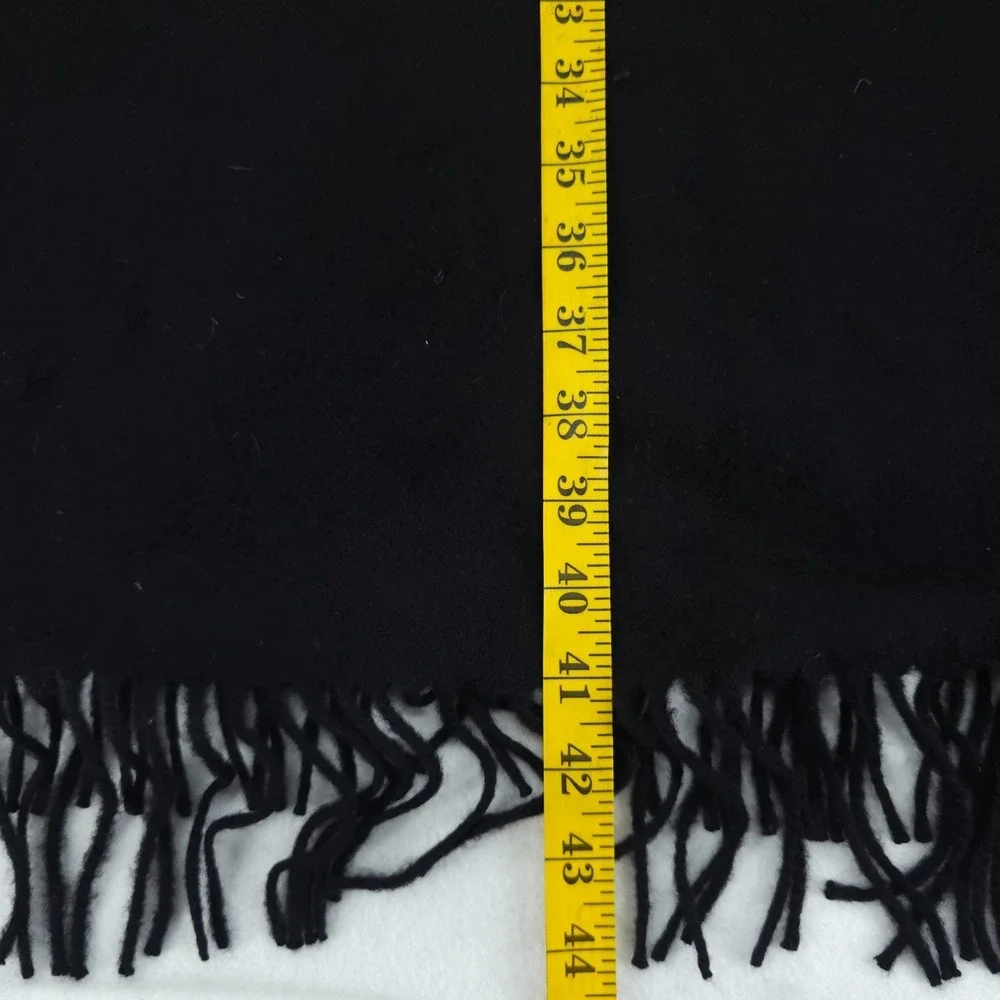 Nordstrom Oversized Scarf Unisex OS Black Cashmere Solid Fringe Wrap Shawl 30x82